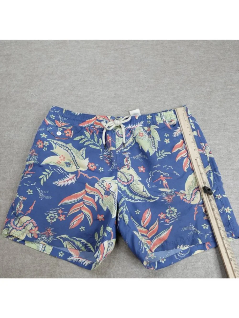 Polo Ralph Lauren Swim Shorts XL Blue Hawaiian Print Surfer Hula Girl